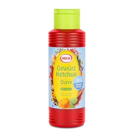 HELA - Gewürz Ketchup Curry delikat 300 ml - 30 % weniger Zucker & ohne Süßungsmittel - würzig-milder Curry Ketchup in - vegan, laktosefrei, ohne Konservierungsstoffe - ideal zum Dippen & Grillen