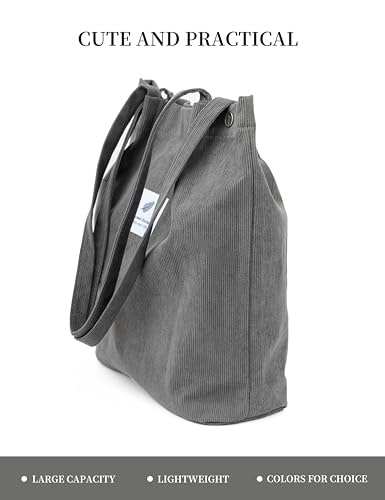 Image of Corduroy Tote Bag Cute Tote Bags for Women Shoulder Bag with Inner Pocket for Work Beach Travel and Shopping Grocery