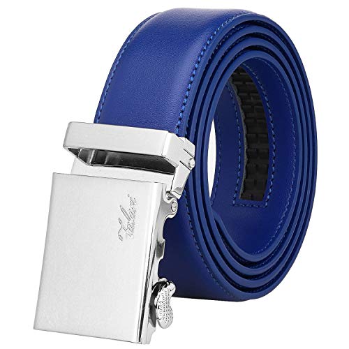 Image of Falari Men Unisex Genuine Leather Ratchet Dress and Casual Belt, Automatic Sliding Buckle, Trim to Fit