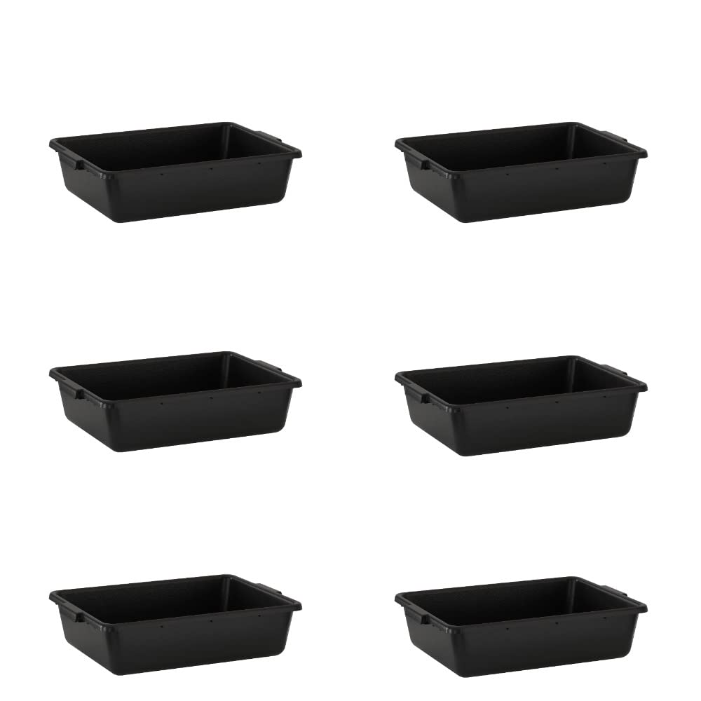 Krollen Industrial 6-Pack 20" x 15" x 5" 6.5 Gallon Black Polypropylene Plastic Bus Tub/Bus Box
