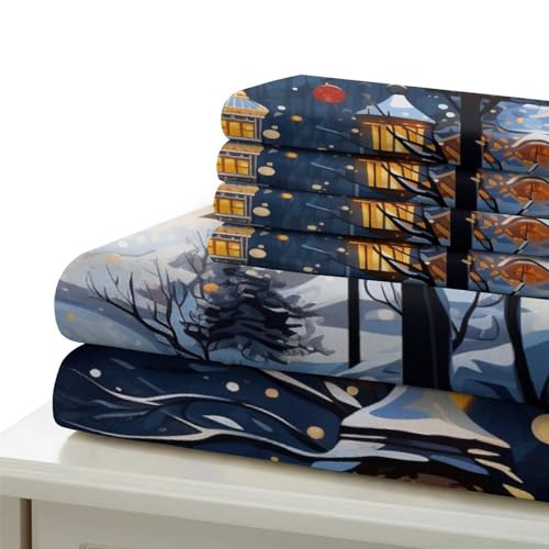 Housses de couettes 3D château enneigé literie microfibre King - 7