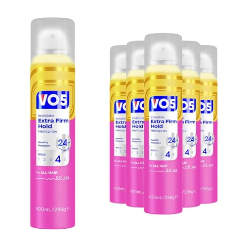 VO5 Invisible Extra Firm Hold Hair Spray with 24 Hours Humidity Protection Enhance Shine and Lightweight Hold and comes with Coconut Fragrance, No Frizz, No Stickiness, 400ml (Pack of 6)