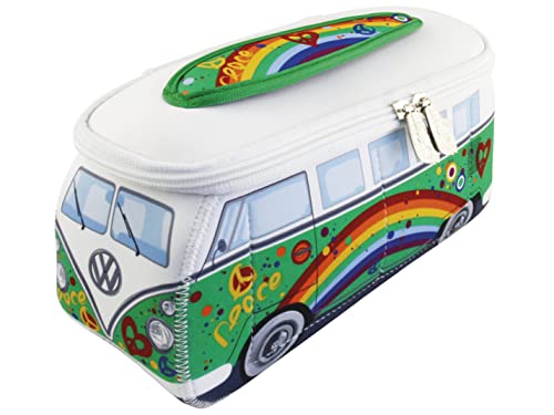 BRISA VW Collection - Volkswagen Neoprene Universal Makeup Cosmetics Toiletry Travel Pharmacy Bag in T1 Bus Design (Peace/Green) (Small (9.1 x 4.3 x 3.1 inches)) by BRISA - Used condition - US$22.40