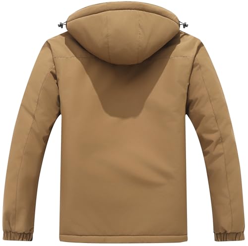 Image of Men's Mountain Ski Jacket Winter Snow Coats Waterproof Warm Fleece Lining Jacket Parka with Hooded