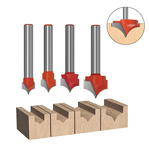 Seonfook 4Pcs 6Mm Shank Cnc Tools Point Cutting Roundover Router Bit For Woodworking C3 Carbide Router Bit Set With 3.96/4.76/6.35/7.96Mm Radius #TOP3