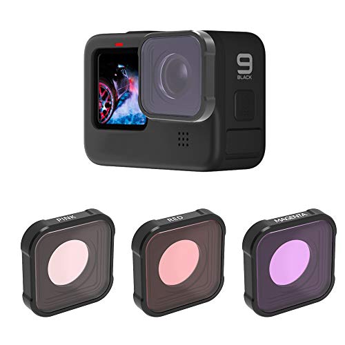 QKOO Underwater Diving Red Pink Magenta Filter for GoPro Hero 9 Black (Directly Replace The Standard Protective Lens On Your Camera)