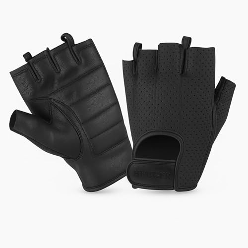 Hugger Men’s Fingerless Motorcycle Gloves with Gel Padding