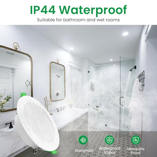 ALUSSO Einbaustrahler LED Spots 230V Dimmbar Einbauleuchten 12W 1200lm Hohe Helligkeit, Warmweiß Neutralweiß Kaltweiß Deckenspots Ultra Flach Deckenleuchte IP44 für Badezimmer Küche, Weiß 6er Set