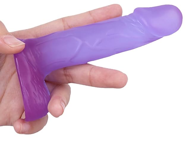 4 in Realistic Small Dildo,Beginner Anal Plug,Soft Anal Dildo with Curved Shaft and Balls,Adult Anal Sex Toy Women Men Couples.Experience Multi-Purpose Mini Style(Purple) - Purple