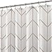 mDesign Fabric Geometric Shower Curtain - Herringbone Chevron Print with Reinforced Buttonholes for Master/Guest Bathroom - Machine Washable & Water Resistant Curtains - 72