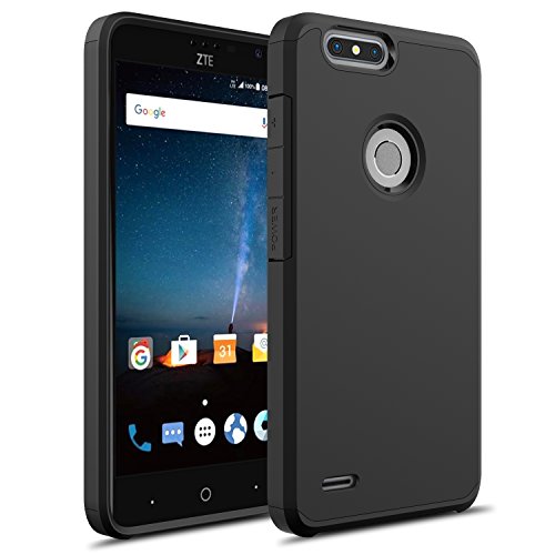 Rosebono Compatible with ZTE Blade Z Max Case, ZTE Sequoia Case, Hybrid Dual Layer Shockproof Hard Cover Fashion Cute Colorful Silicone Skin for ZTE Z982 (Black)