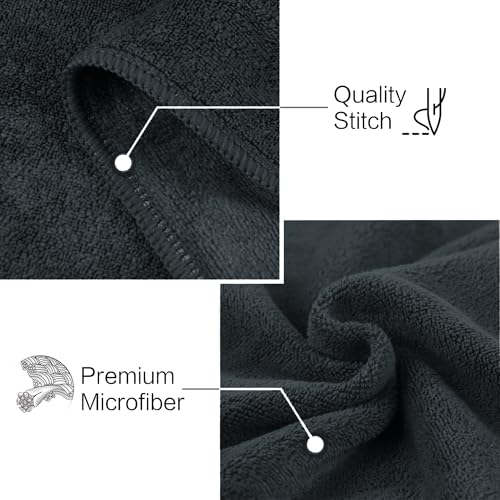 Image of 400 GSM Microfiber Cloth for Car Drying (Pack of 2) - 60x40cm Car Cleaning Cloth Superior Softness, Super Water Absorbent Towel for Car, Bike and Household Cleaning - Black
