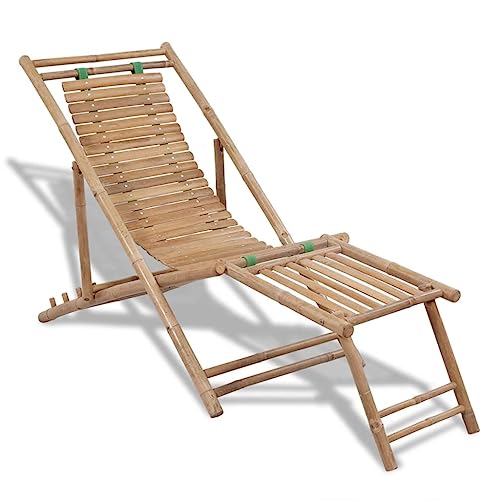 vidaXL Bamboo Patio Chair with Footrest Garden Lounger