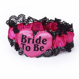 Bride to Be Hen Night Party Hot Pink Black Lace Garter Bride to Be Gift-image-13