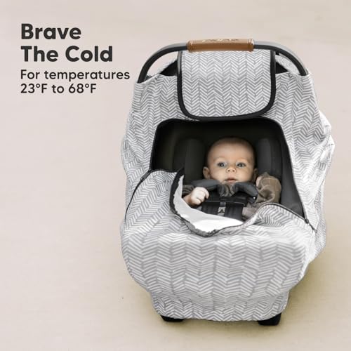 Image of KeaBabies Winter Car Seat Cover Baby, Newborn - Universal Fit Infant Carseat Covers Baby Girl, Boy, Breathable, Lightweight Blanket, Easy to Use Stroller Canopy, Rain, Wind, Sun Shade (Herringbone)