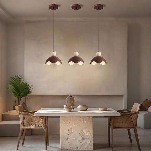 Lustre LED à intensité réglable style milieu du siècle en noyer - 7