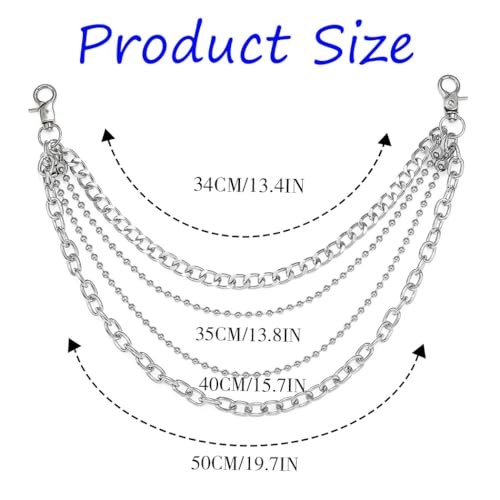 Goth Pant Chain Silver Layered Jeans Chains Punk Pocket Chain Belt for Women and Men4