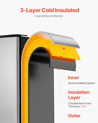 Image of VEVOR Under Counter Ice Maker Machine, 80 Lbs /Day Stainless Steel Built-in Ice Maker with Drain Pump Reversible Door, 26lbs Storage Freestanding Ice Maker for Commercial Home Kitchen