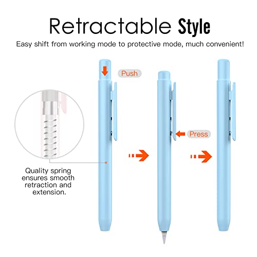 Image of MoKo Holder Case Fit Apple Pencil 1st Gen, Retractable Tip Cap Fit New iPad 10th Gen 2022, iPad 9th Gen 2021, iPad 8th Gen 2020, iPad 6th 9.7 2018, iPad Mini 5th Gen Pencil Case Pencil, Sky Blue | Retractable, Protective Sleeve Skin Cover, Sturdy Clip