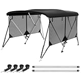 Leader Accessories 3 Bow 4 Bow Bimini Top Cover for Boat with Mesh Sidewalls Includes...