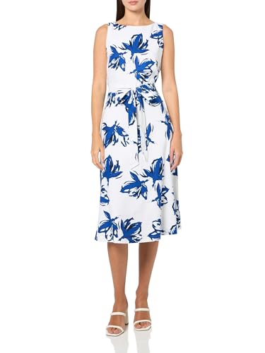 Robe midi ajustée et évasée Anne Klein en tissu premium pour femme
