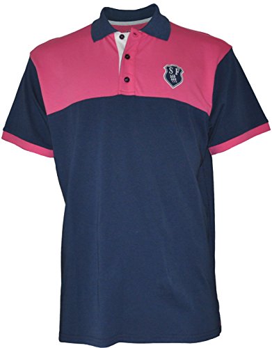 Stade Français Paris - SFP-ZA-3428 - Polo Rugby - Manches Courtes - Homme - Multicolore (Marine/Rose) - S