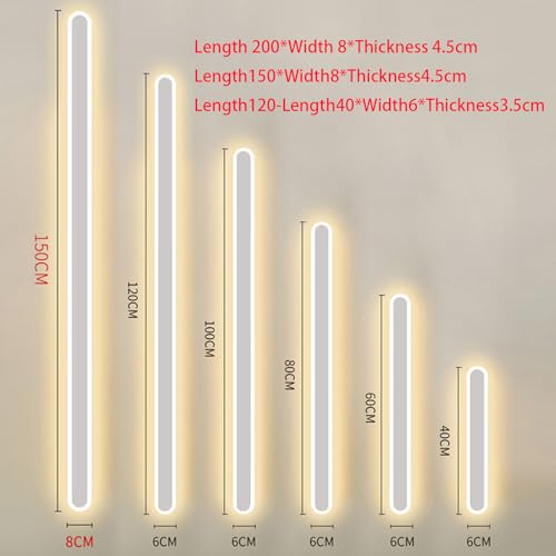 Aplique de pared interior de acrilico minimalista de 100cm moderno blanco regulable 6