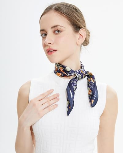 MEISEE 100% Mulberry Silk Scarfs Small Square Scarf 21" x 21" Neck Scarf Breathable Lightweight for Women Gift Packed2