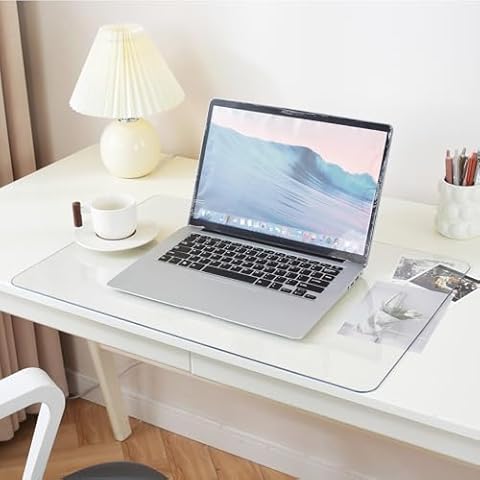 LovePads Clear Desk Mat 14 x 30 Inch, 1.5mm Thick Clear Desk Pad, Desk Protector Mat, Waterproof PVC Desk Cover Protector, Non-Slip Writing Pad Blotter for Desktop Home Office Cover
