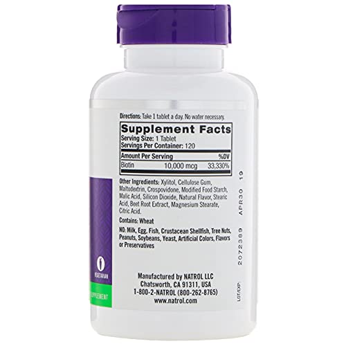 Natrol Biotin Max 10000 Mcg, 100 Tablets #TOP1