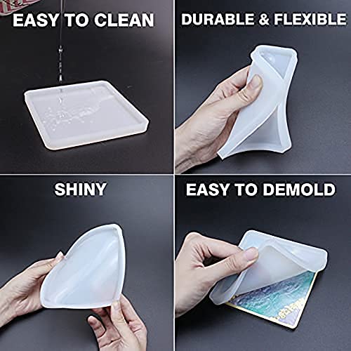 Coaster Resin Molds, 12 Pieces Coaster Silicone Molds With Storage Box Mold For Epoxy Resin Diy Cups Mats #TOP2