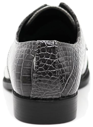 Image of STW Men's Alligator Crocodile Print Oxfords Fashion Lace Up Dress Shoes