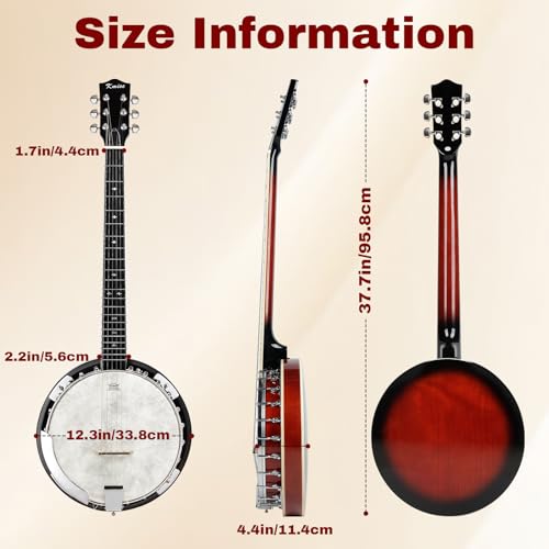 image for Kmise 6 String Banjo Guitar Full Size, 38 Inch with Resonator Closed B
