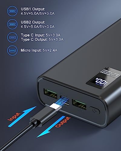 Power Bank 24000 mAh, power bank piccolo ma forte (USB C Output & Input) 5 A, batteria esterna per cellulare con funzione di ricarica rapida, power bank di grande capacità, compatibile con iPhone 14 - 4