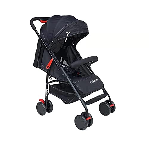 TEKNUMTrip Plus Stroller|Wide Cannopy & Seat|5-Point Safety Harness|Shock Absorbent System|Front Wheel 360° Swirl|Black Charcoal Frame|Coffee Cup Holder|Big Basket|Easy To Fold|6-36Months|Black