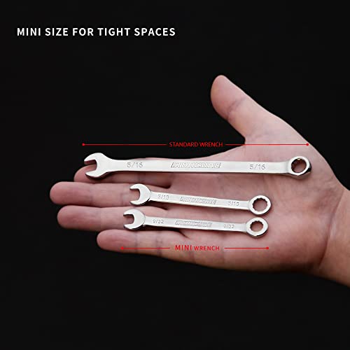 Ironcube Midget Wrench Set, Mini Combination Wrench Set, Metric, 10-Piece, 4-11Mm, Lightweight, With Rolling Pouch #TOP2