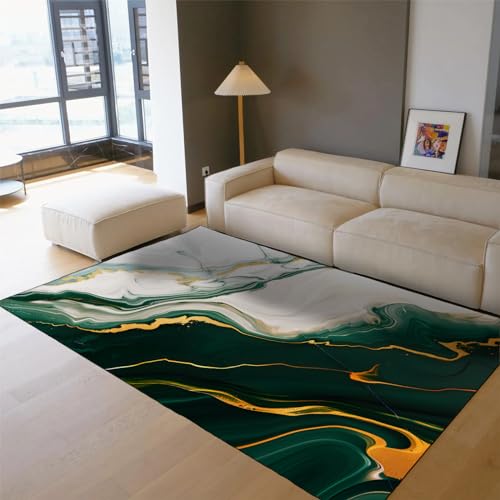 Tapis lavable en machine marbre bleu marine texture douce 90x150 - 4
