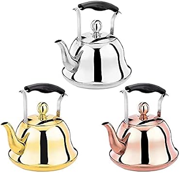 Whistling Kettle Infuser Loose Leaf Stainless Steel Teapot Rose Gold Tea Stove Induction Stove Copper 2-Liter 2.1-Quart (A)