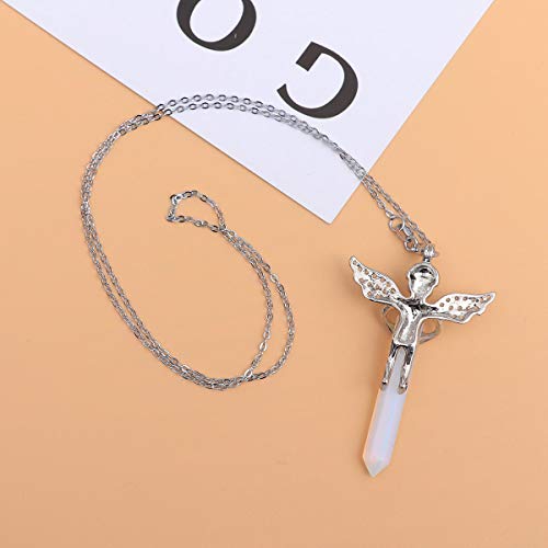Colar Healifty Girl Angel Hexagonal com pingente de cristal natural colar de cura imitação de pedra