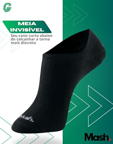 MASH Kit 9 Pares Meia Sapatilha Invisível Esportiva Academia Discreta Hipoalergênica Confortável Ati