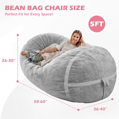 Image of 5FT Bean Bag Chair 5'Giant Bean Bag Chairs with Adults, Large Beanbag Chair