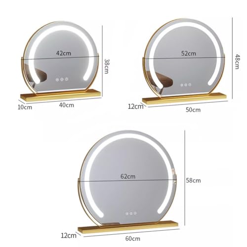Espejo de maquillaje LED de mesa Lar de 42 cm, espejo estético con luz para dormitorio 8