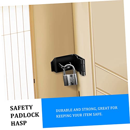 Image of DOITOOL 2pcs Stainless Steel Right Angle Door Buckle Lock Easy Install Security Latch for Home Cabinet Degrees Hasp for Doors Durable Accessory Black