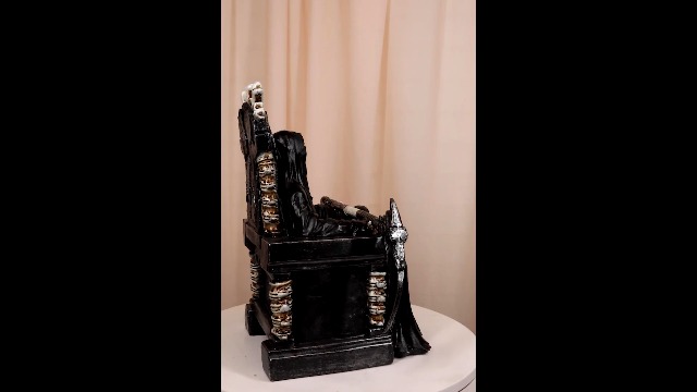 Ebros Gift Black Holy Death Grim Reaper Sitting On Skeleton Throne Figurine 10.5" Tall Time Waits for No Man Angel of Death with Scythe As Ossuary Home Decor Eternal Death Gates of Hades