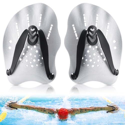WuGU Hand Paddles Schwimmen, Einstellbar Schwimmpaddel, Schwimmhilfe Erwachsene Kinder, Schwimmtrainingsgerät Handpaddel zum Schwimmen Pool-Übungsgeräte Zubehör, Unisex(Silber) WuGU Hand Paddles Schwimmen, Einstellbar Schwimmpaddel, Schwimmhilfe Erwachsene Kinder, Schwimmtrainingsgerät Handpaddel zum Schwimmen Pool-Übungsgeräte Zubehör, Unisex(Silber)