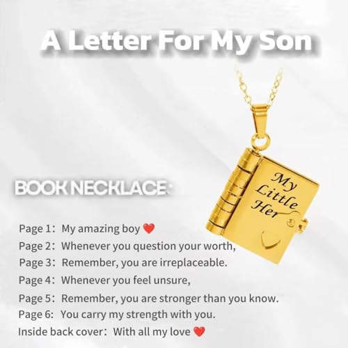 My Little Star Book Necklace, My Incredible Daughter Book Necklace for Daughter, Openable with 6 Pages of Engraved Information, Openable Pendant Adjustable Birthday Day Graduation Gift3