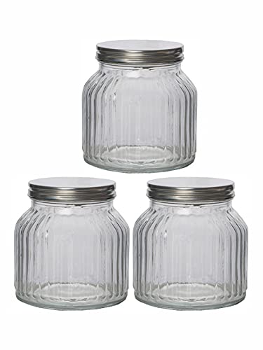 Goodhomes Tarro de cristal con tapa de metal (juego de 3 piezas) H4121-3P