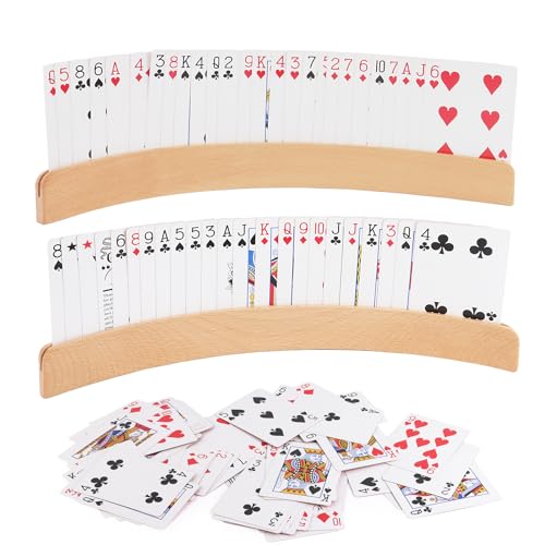 MXTIMWAN 2 soportes para tarjetas para niños, soporte de tarjetas de juego de madera, 34 cm, manos libres, soporte para tarjetas de juego de madera, libera tus manos, para adultos y personas mayores
