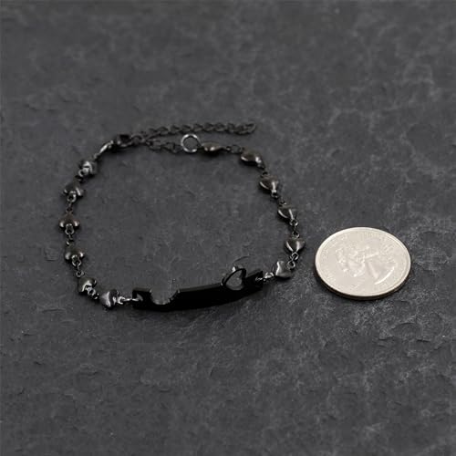 Image of 2 Couple Bracelets for men women, Love /Koi Fish /Gossip Jigsaw Puzzle Stainless Steel Heart-shaped Chain Adjustable Bracelet for Boyfriend Girlfriend Valentine's Day Gift Jewelry