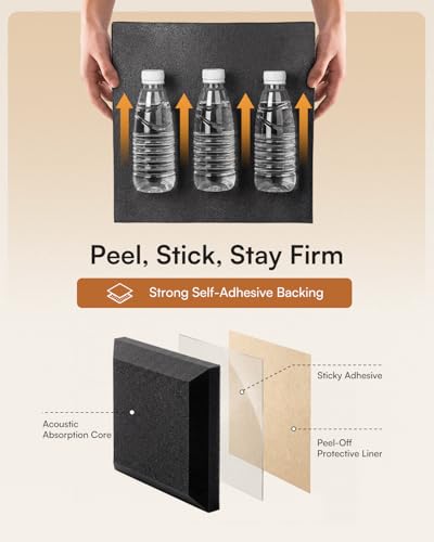 Image of SODOCT 24 Pack Acoustic Foam Panels Flat Shape, Self-Adhesive 12 x 12 x 2 Inches, High-Density Acoustic Foam, Sound Proofing, Sound Absorbing Panels for Studio, Podcast, Home Office